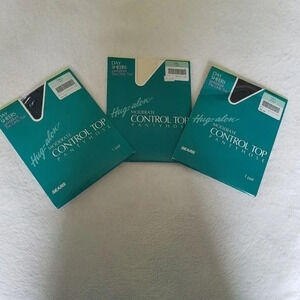 Vintage Deadstock Sears Hug‎ Alon Control Top Pantyhose 3 Pairs
